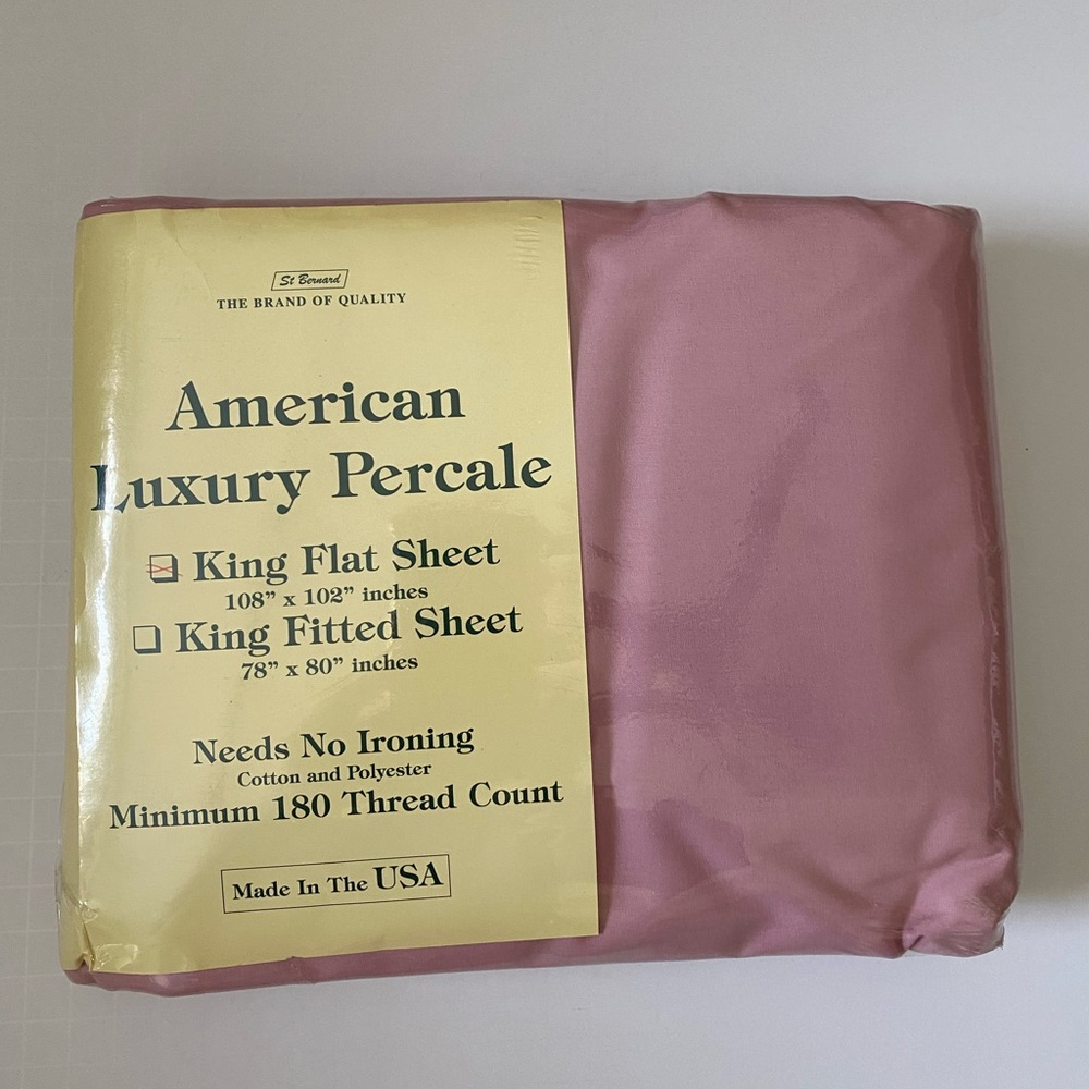 St Bernard the brand of quality American Luxury Percale King flat sheet108”x102”